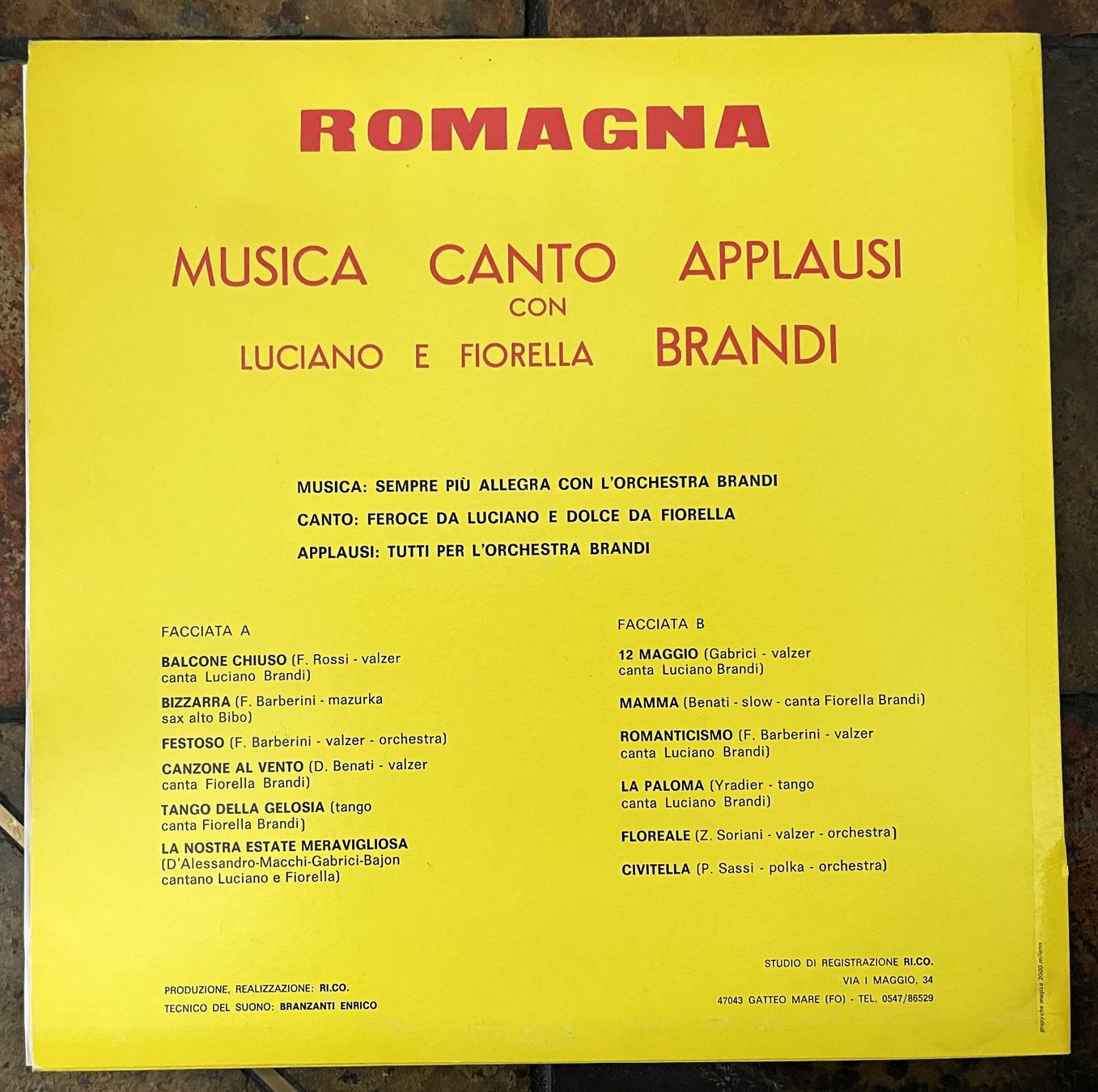 Schallplatten: Luciano, Fiorella Brandi – Romagna Vinyl – Gebraucht aus Oftringen von Vucki 1