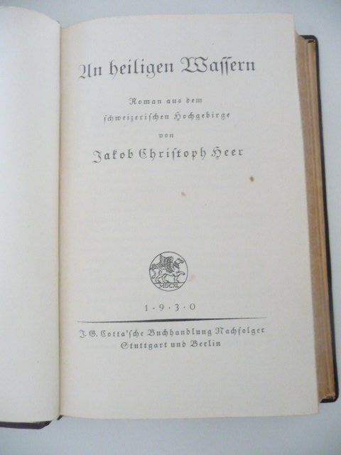 Libri: 1930  An heiligen Wassern / J. Heer – Usato da Kloten venduto da zimboida 4