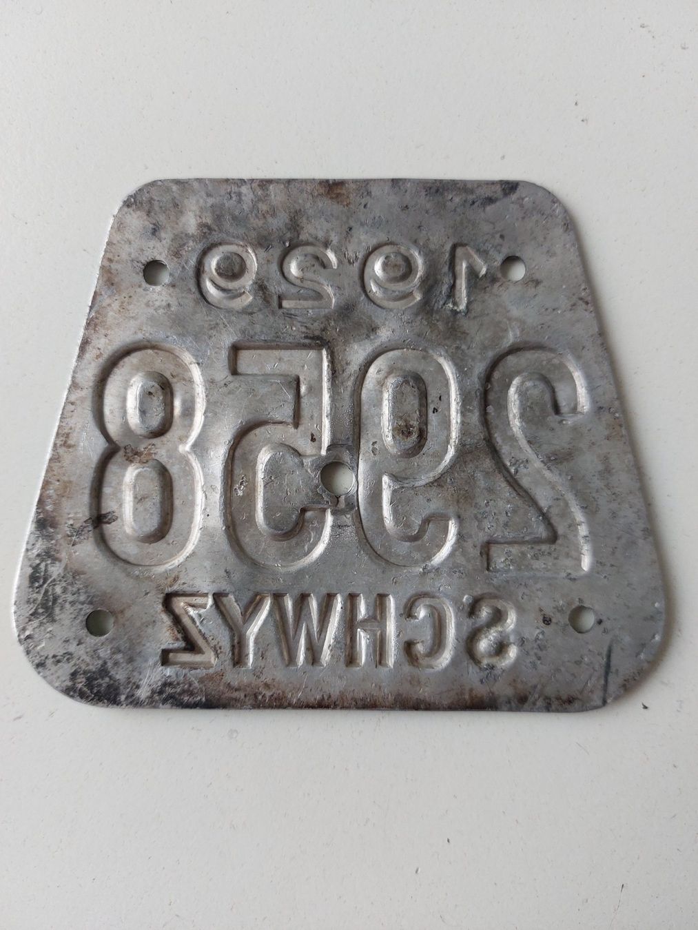 Sachs Insegne: Velonummer SZ 29 Schwyz 1929 plaque Velo – Usato da Schenkon venduto da Uhu007 1