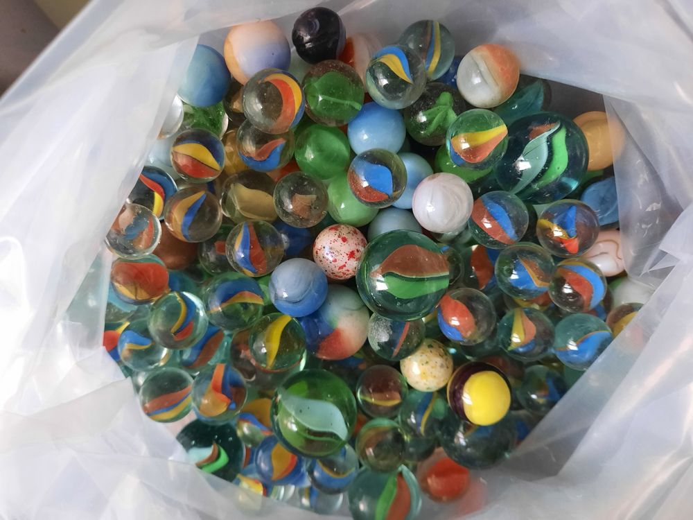 Lot De 2 Jeux De Billes En Verre Colorées - 44 Billes Avec Sacs En Filet Pour Enfants Et Collectionneurs