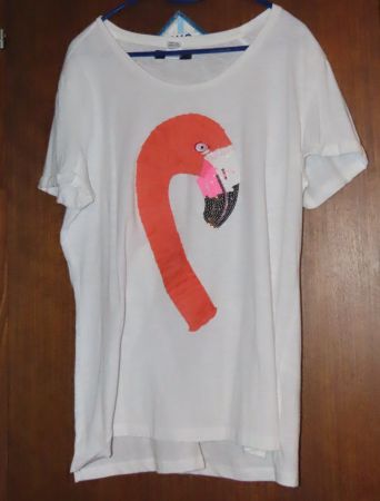 T-shirt blanc flamant rose, 40/42, neuf