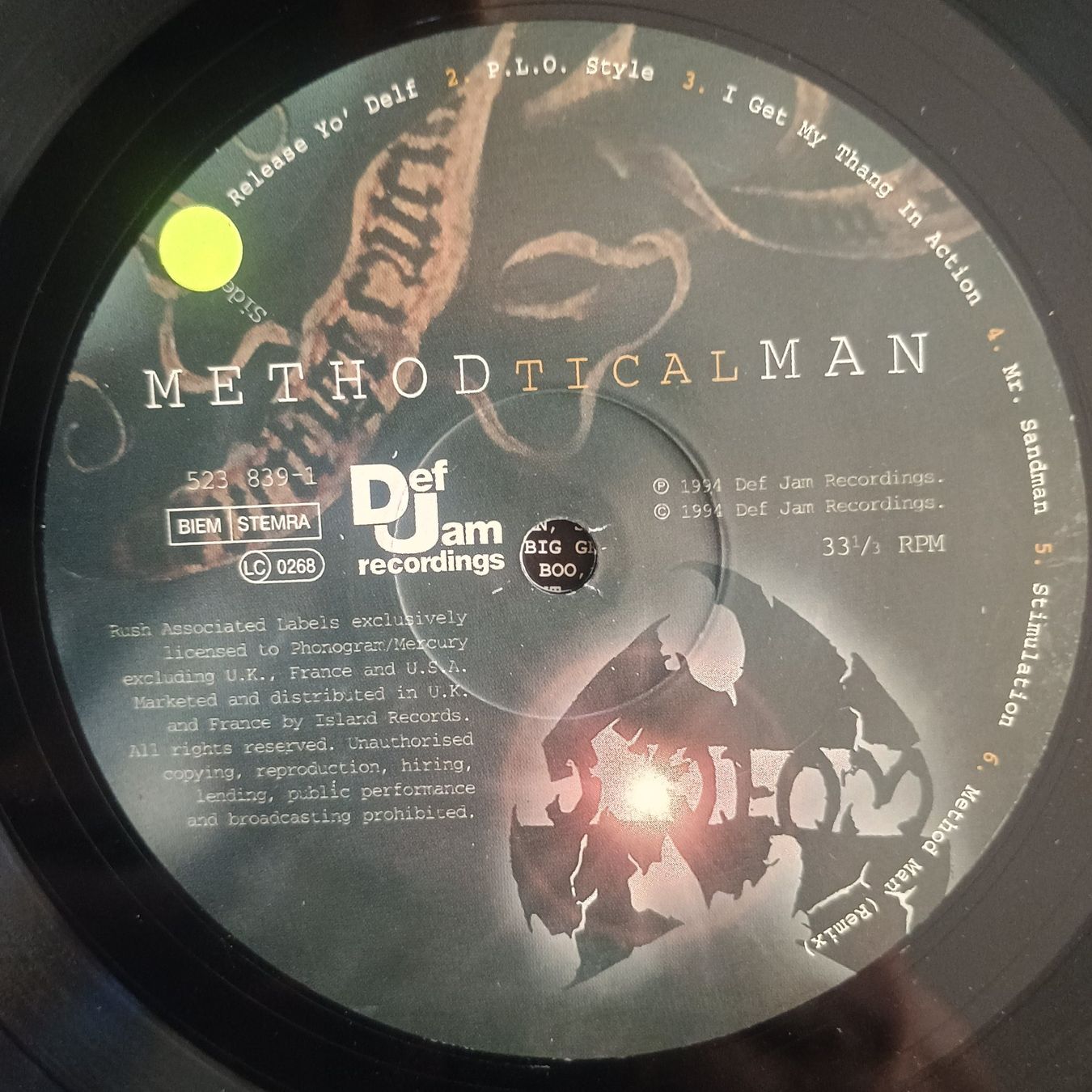 Dischi in vinile: Method Man ‎– Tical LP EU-1994 1st PRESS VG+/G++ – Usato da münchenstein venduto da karl_heinz_krasser 2