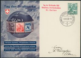 1938 - Tag der Briefmarke - Basel - Karte • dt · St. Gallen