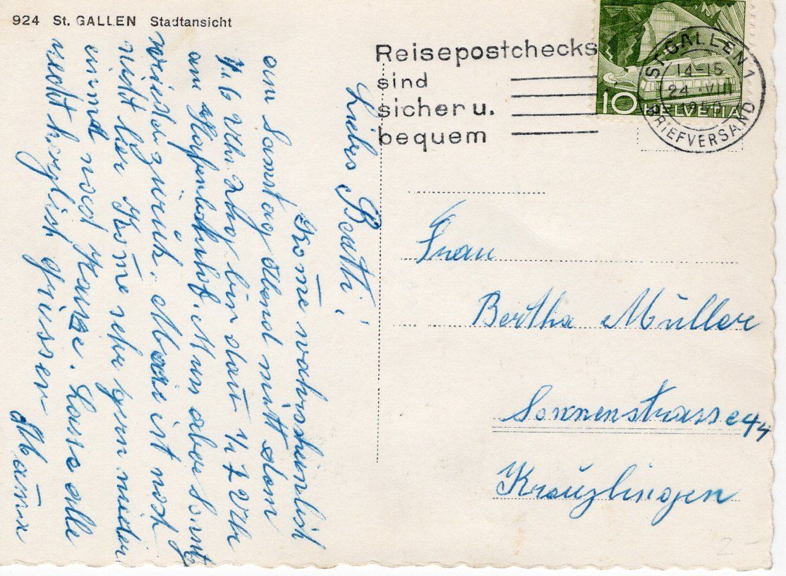 Ansichtskarten: St. Gallen gegen Rosenberg 1950 – Gebraucht aus St. Gallen von Epu 1