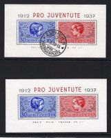 1937 Pro Juventute Block ZNr. 83I&84I gest.ʘ postfr. KP 80.-