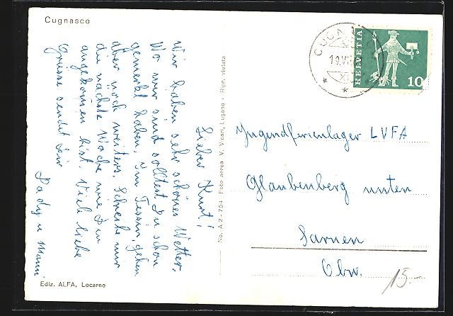 Cartoline postali: AK Cuganasco, Ortsansicht aus der Luft – Usato da Berlin venduto da bartko-reher 1