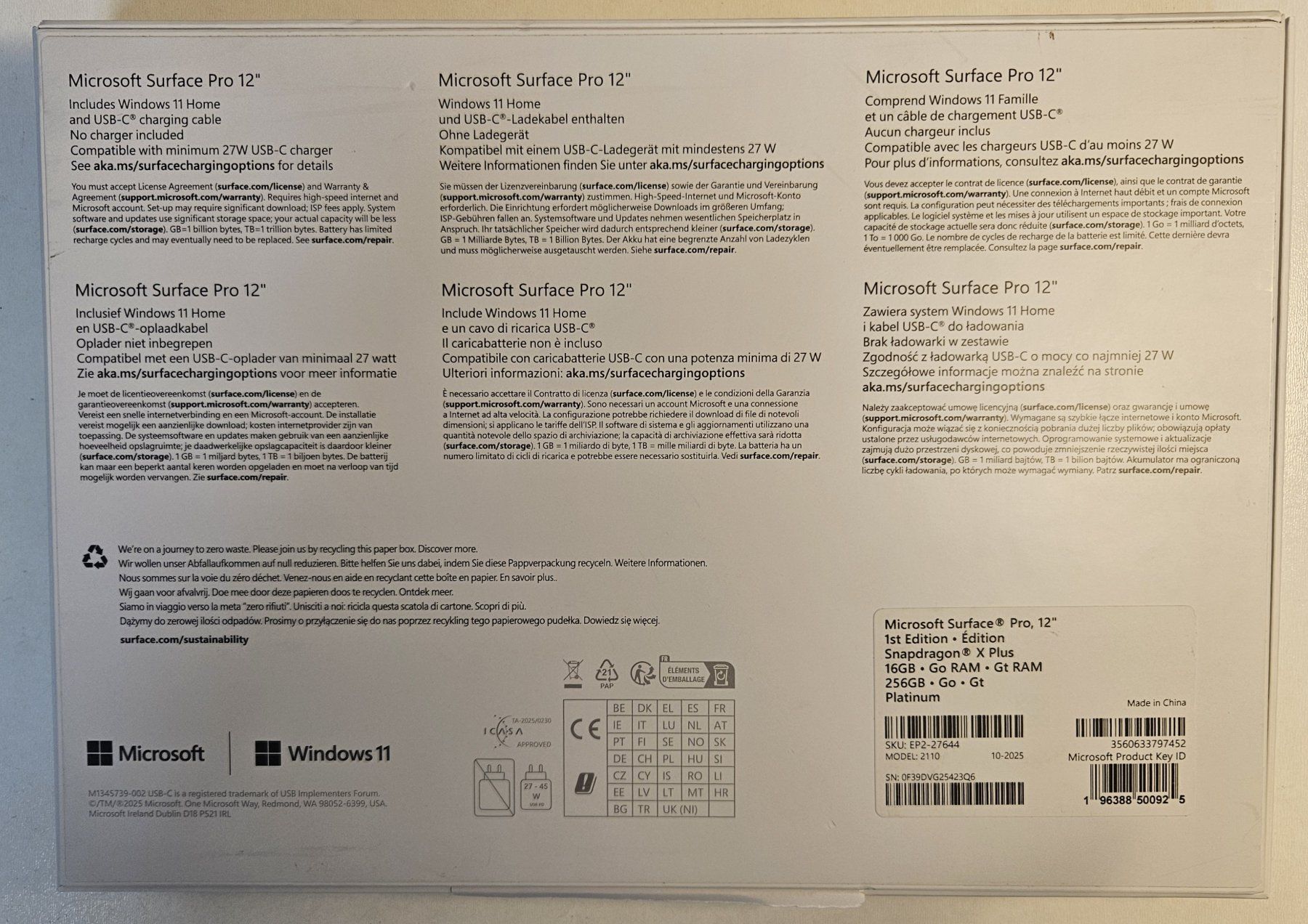 Tablet PC: Microsoft Surface Pro 12" Tablet PC mit CH-Keyboard und Pen – Nuovo e nell'imballaggio originale da Zürich venduto da Sailor21 6