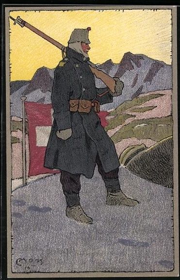 Foto, Lettere & Cartoline: Carl Moos: Schweizer Soldat in Uniform m – Usato da Berlin venduto da bartko-reher