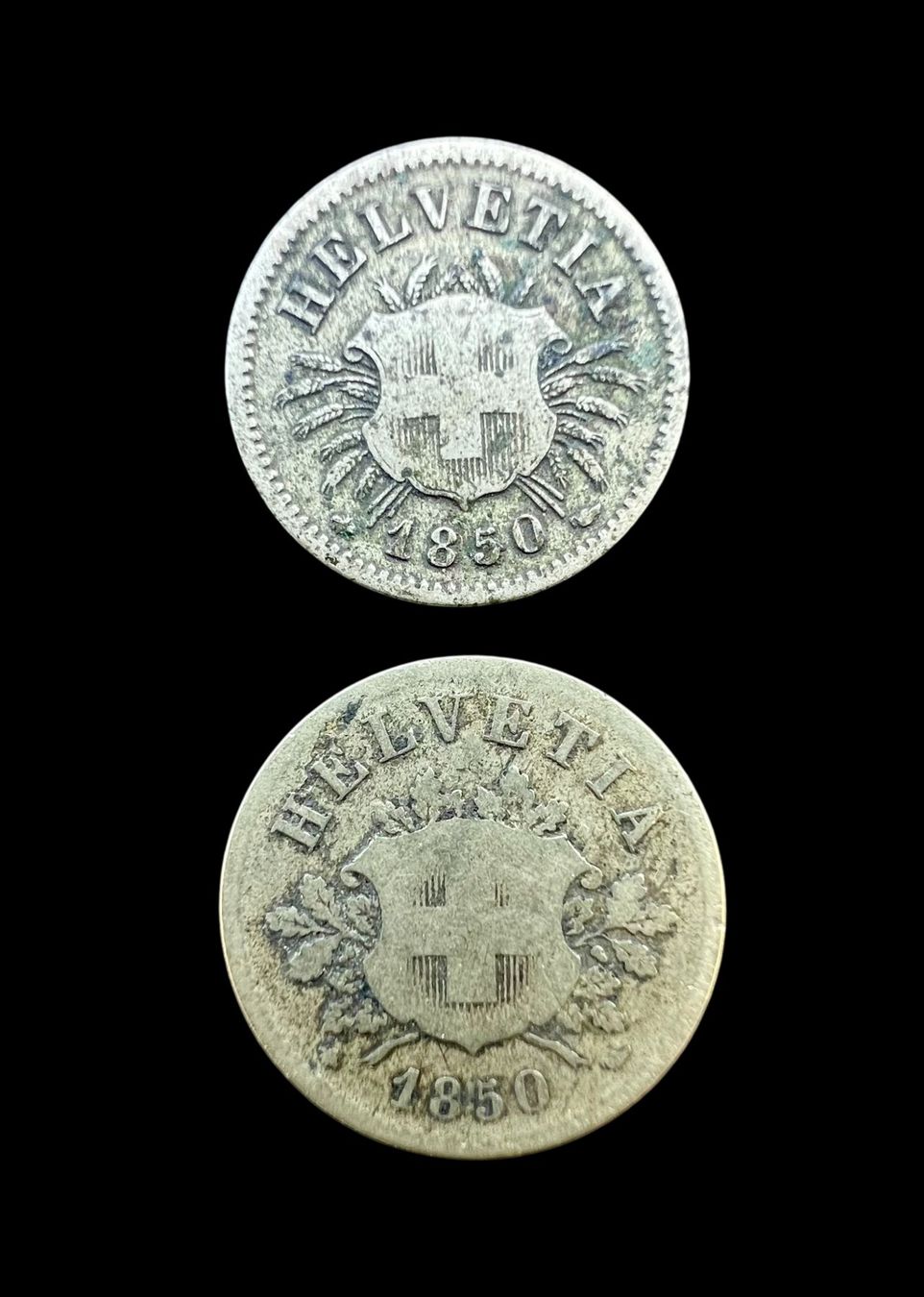 Tutti le monete: 5 und 10 rappen 1850 Switzerland – Usato da Sion venduto da numision