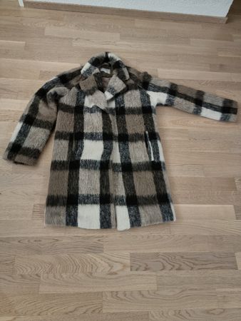 VILA Wollmantel Gr. 36 kariert warm Wintermantel Teddy Jacke