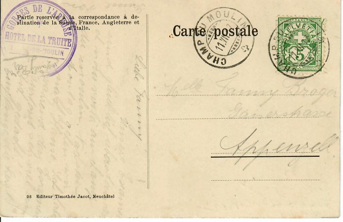 Cartoline postali: Gorges de l`Areuse – Usato da Hochdorf venduto da Ziegel-16 1