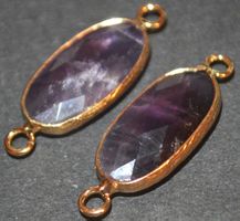 Anhänger Set L-7568 – 2 Stück Amethyst Briolette goldig eing
