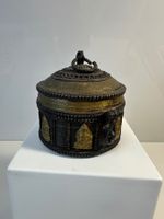 Antike indische Dhokra Schmuckdose Ritualbox – Messing verg.