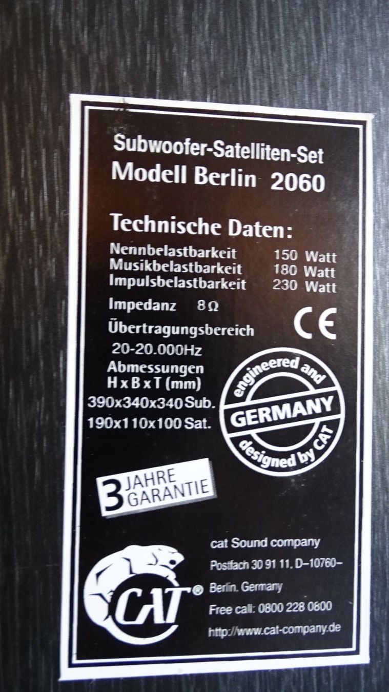 Home Cinema: Surround Sound System CAT Berlin Germany – Nuovo (secondo la descrizione) da Heimberg venduto da Mehrwertdienst 9