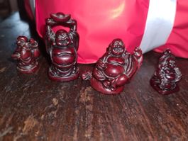 Vintage Harz Rot Stehende 4 Buddha Statue Figur Ornament