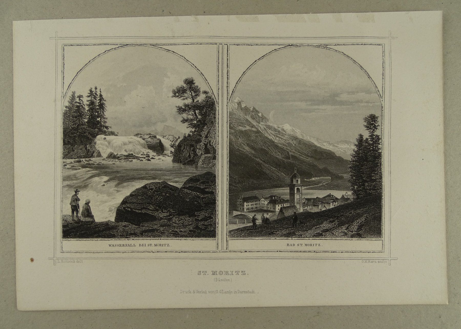 Incisioni: ST. MORITZ, STAHLSTICH NACH ROHBOCK 1870 – Usato da Grüningen venduto da Kartensammler