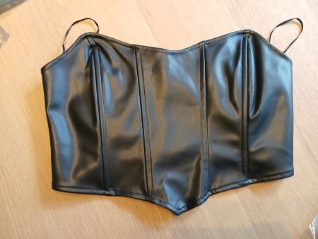 Schwarzes Kunstlederbustier schwarz, von Missue Gr S