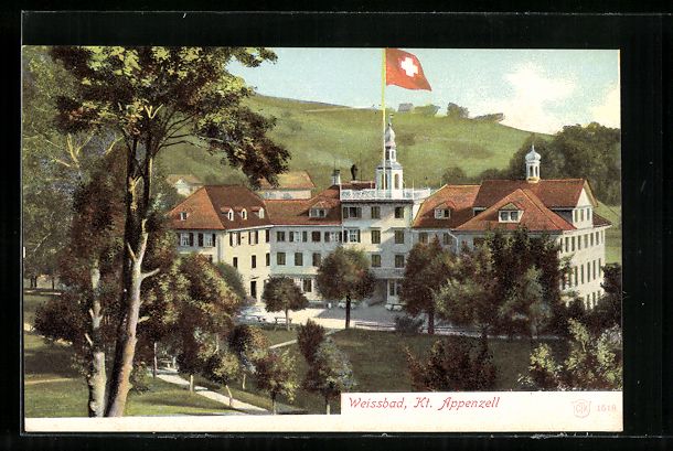 Cartoline postali: AK Weissbad, Ortsansicht mit Anlage – Usato da Berlin venduto da bartko-reher