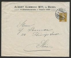 1915  2 Rp. Ganzsachen Brief von Basel