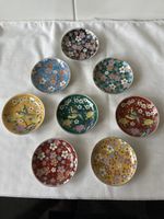8 Japanische Unterteller, Vogel & Kirschblüten, Ø ca. 9 cm