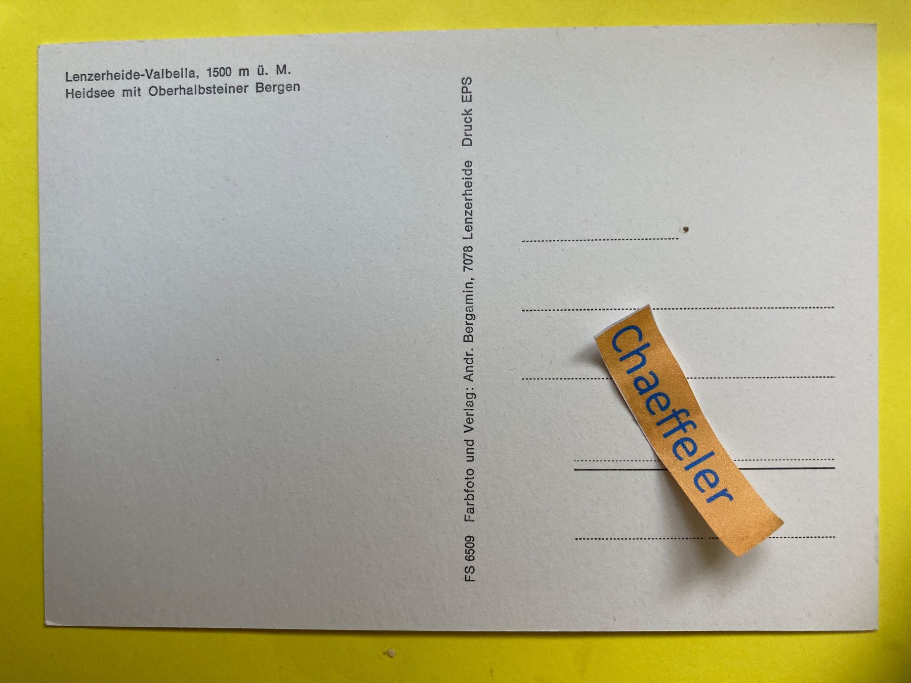 Cartoline postali: Lenzerheide -Valbella, Heidsee mit Oberhalbsteiner Bergen – Usato da Zürich venduto da Chaeffeler 1