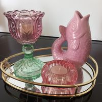 1x Fisch Väseli  2x Windlichtli aus Glas Vintage