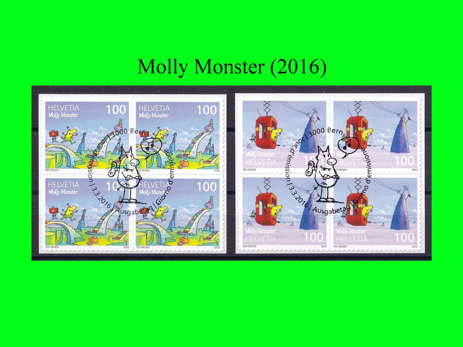 Alle Briefmarken: Viererblock "Molly Monster" (2016) – Neu (gemäss Beschreibung) aus Dübendorf von chiara48