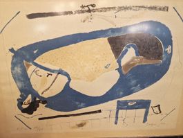 Originale abstrakte Lithografie, signiert und datiert 1980
