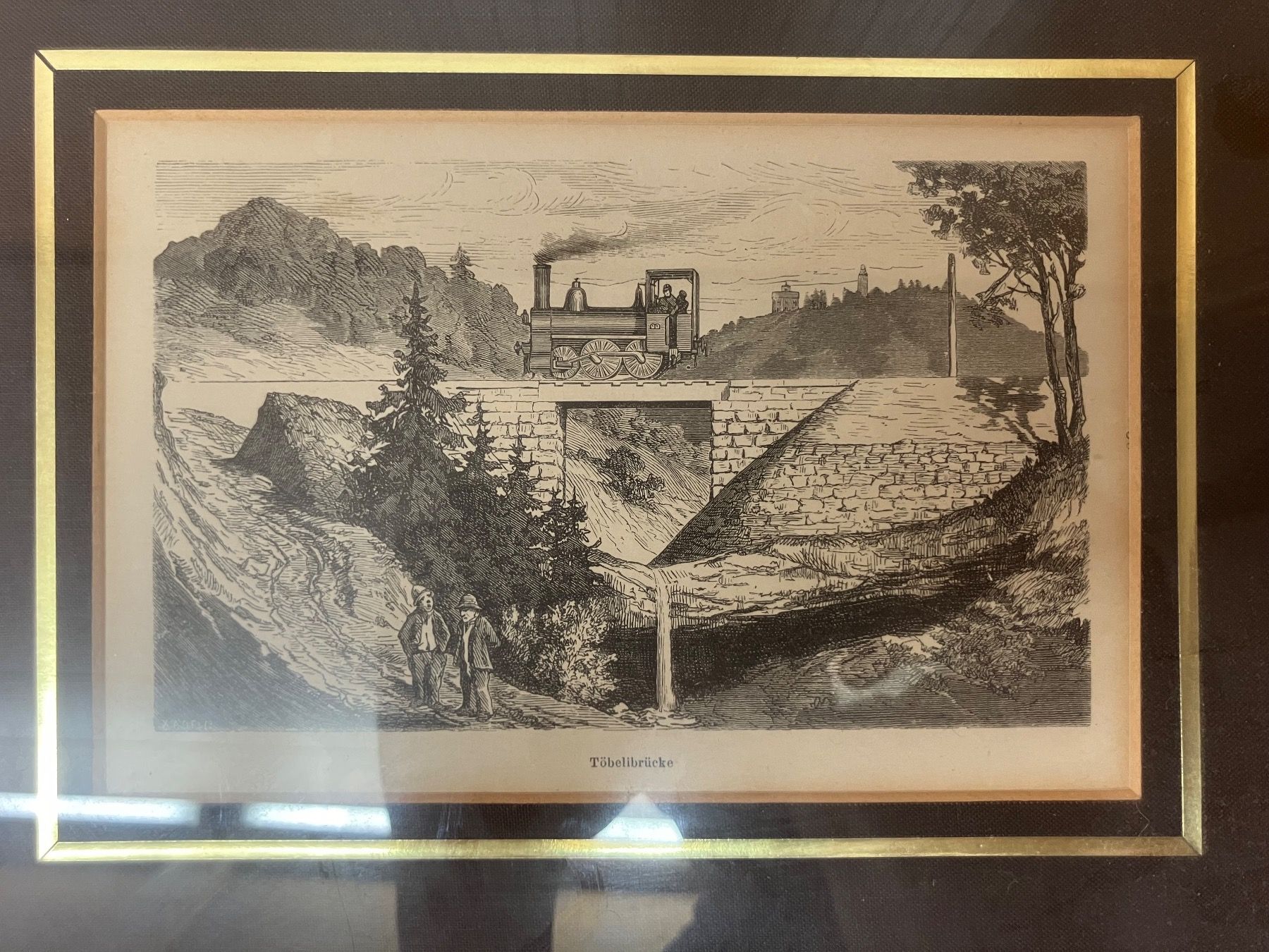 Incisioni: Antiker Eisenbahn Stich "Töbelibrücke" 1850 – Usato da Schlieren venduto da mvm01 1