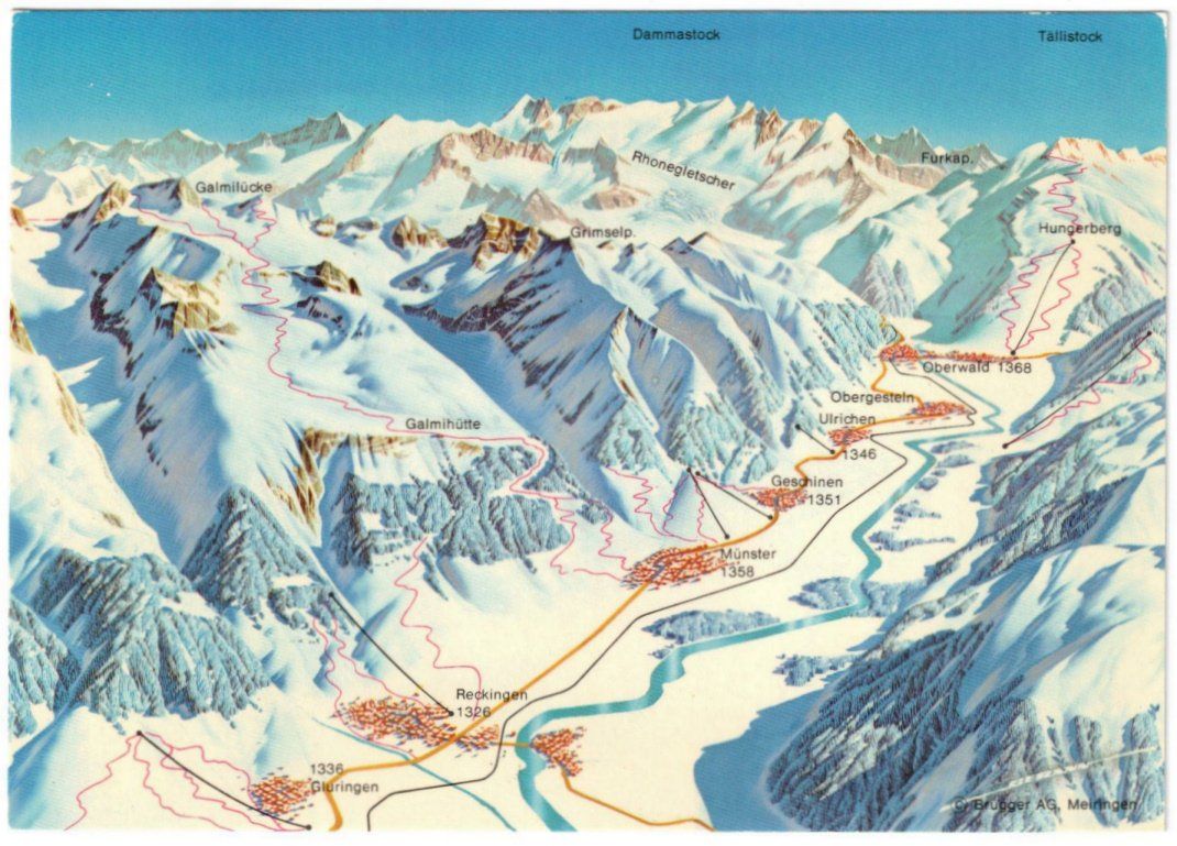 Cartoline postali: Goms - Pistenplan Ober Goms – Usato da Binningen venduto da Mountainrider