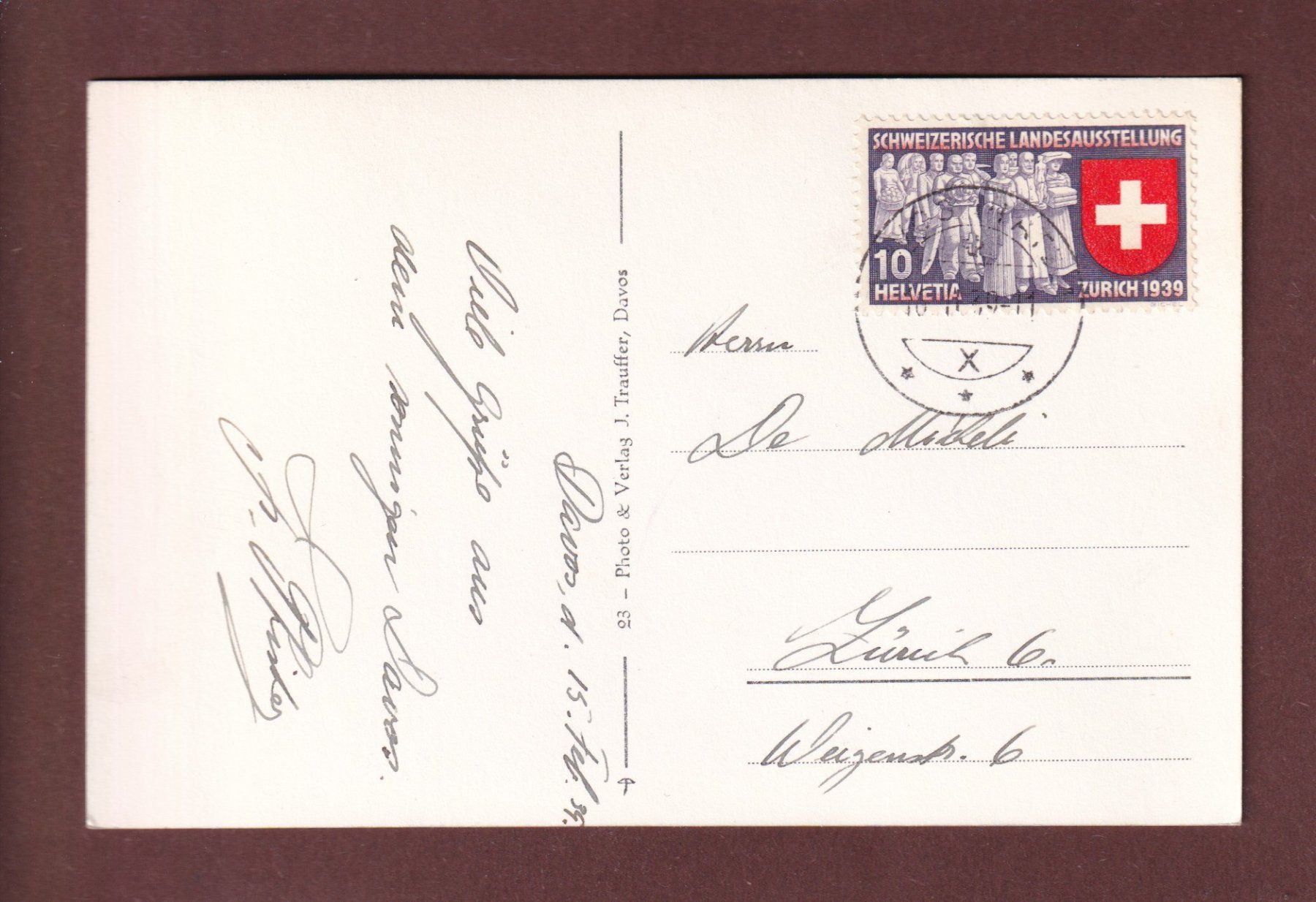 Cartoline postali: DAVOS mit Abfahrten - 1939 – Usato da Pully venduto da nicecards-shop 1