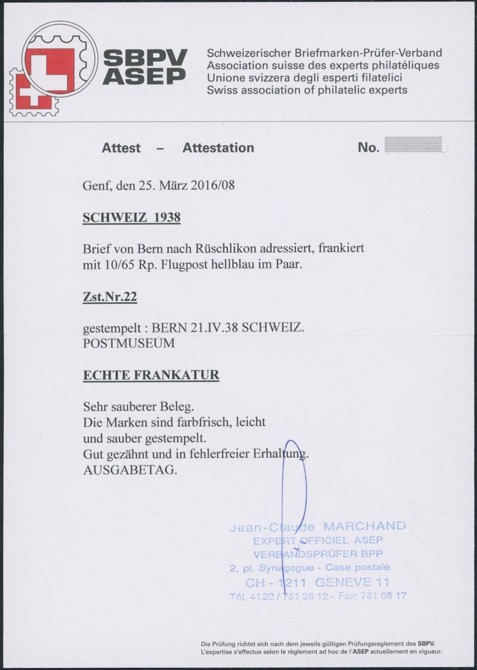Tutti i francobolli: 1938 - Flugpost - Ikarus - Ersttagsbrief FDC ET - Gaudard – Usato da Schindellegi venduto da leecollect 2