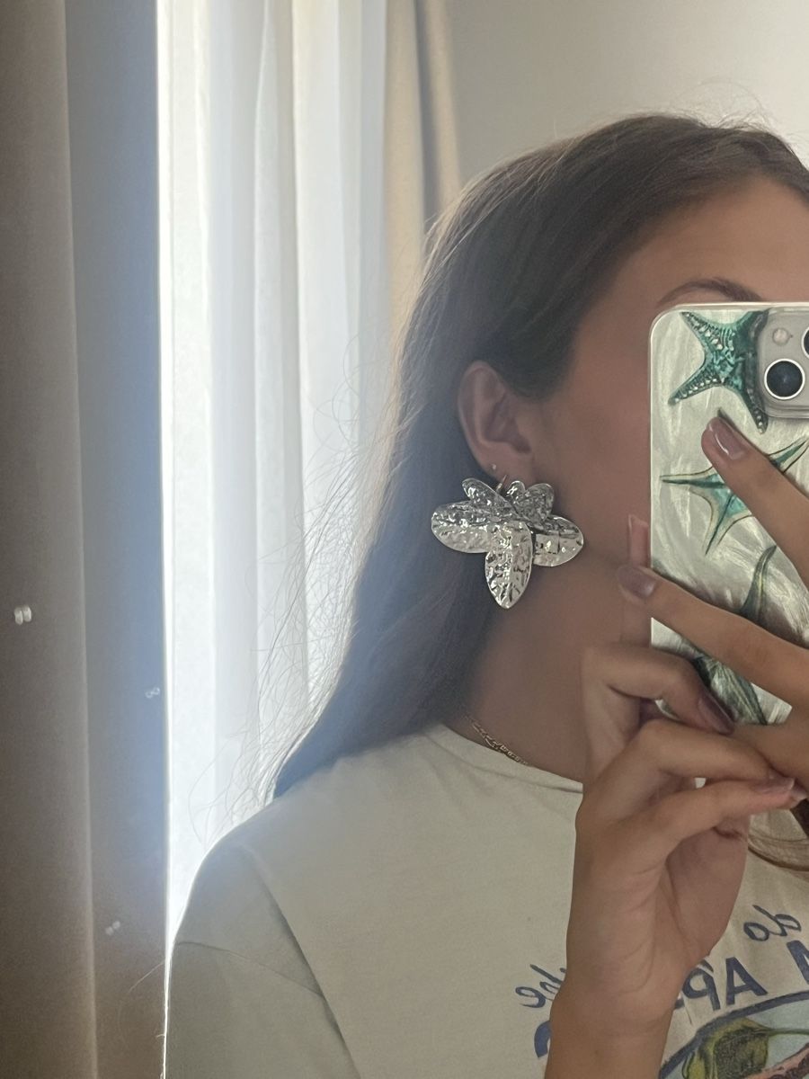 Orecchini pendenti & Orecchini a lobo: Silver floral earrings – Usato da Vezia venduto da chi_byp8 1