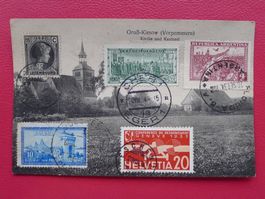 1934: FLUGKARTE seltene FÜNF-Länder-Frankatur +ESCHENZ TG