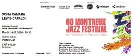 2 Tickets- Montreux Festival- Lewis Capaldi/ Sofia Camara