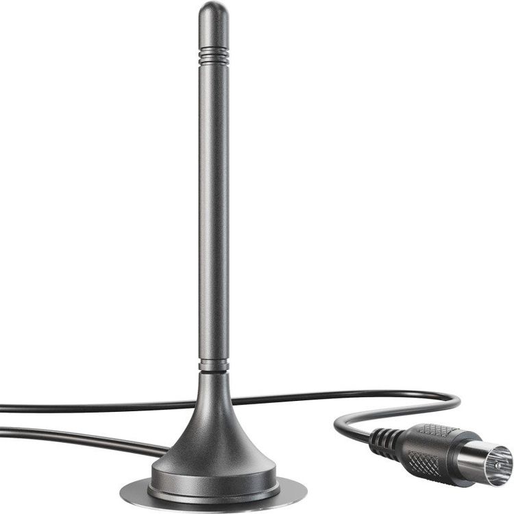 KabelDirekt Antenna DVB-T2 HD Con Cavo 3m, Piedino Magnetico E Connettore Coassiale 75 Ohm