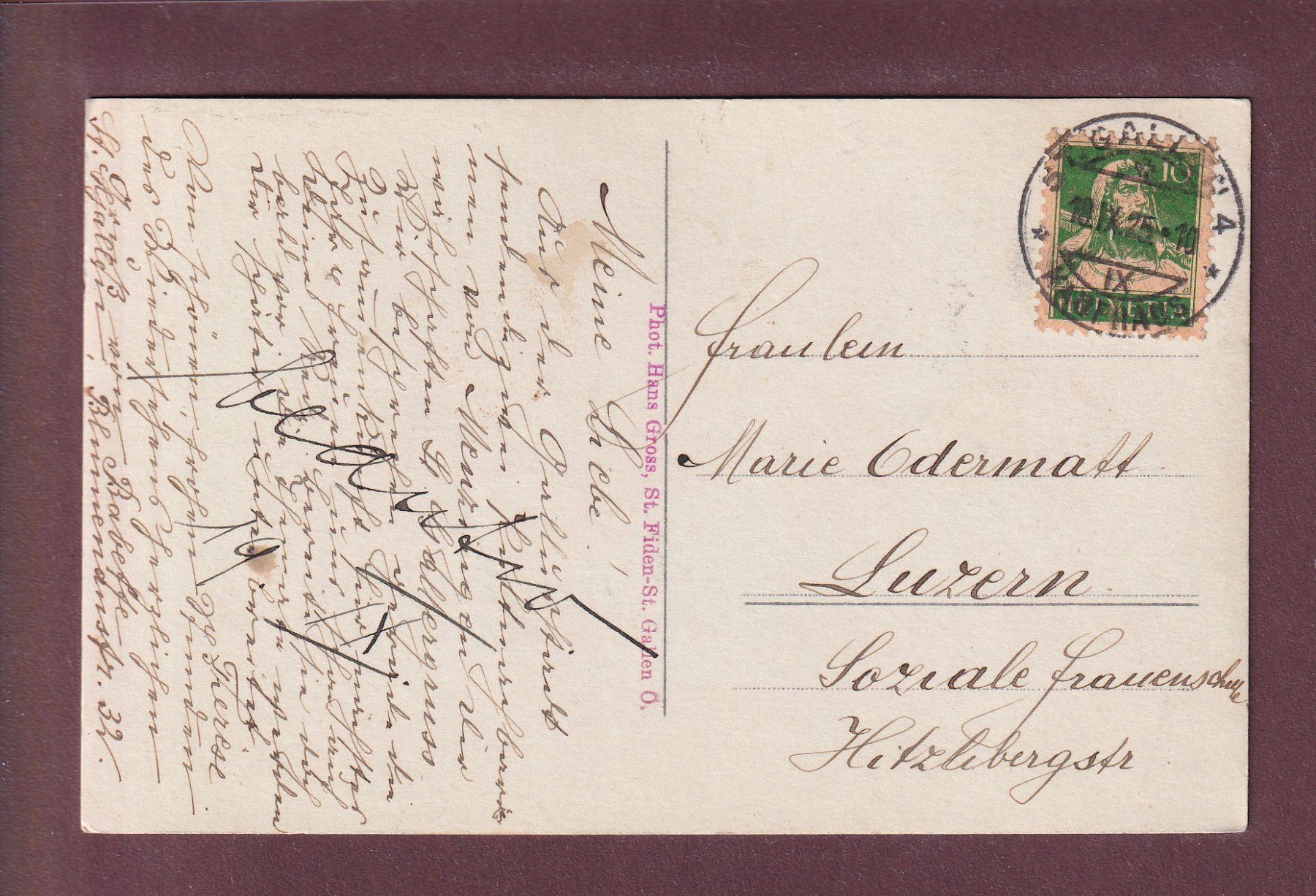 Cartoline postali: ST. GALLEN - Teilansicht - 1925 – Usato da Pully venduto da nicecards 1