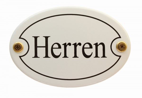Insegne: Emaille-Schild oval-weiss-HERREN – Nuovo e nell'imballaggio originale da Rupperswil venduto da big-one-sale