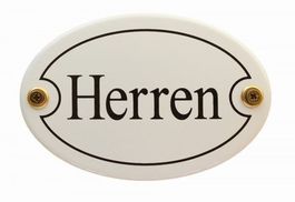 Emaille-Schild oval-weiss-HERREN