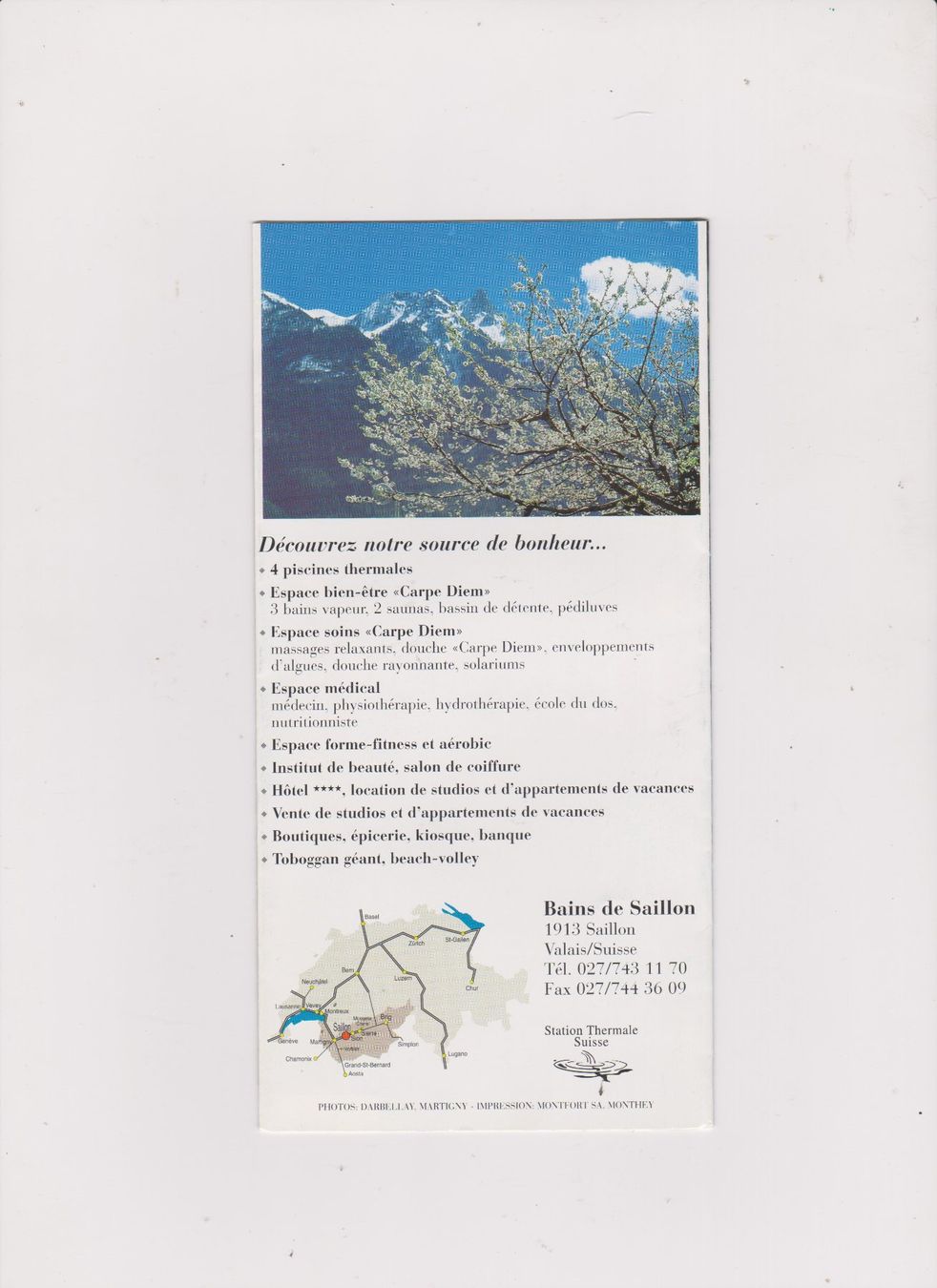 Documenti: Brochure Les Bains de Saillon Valais Suisse – Usato da Bex venduto da Canouille 1