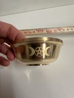 Goldene Edelstahlschale mit Pentagramm Dekor 10cm Ø