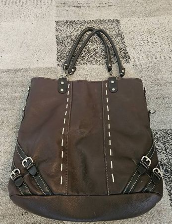 Grosse braune Damen-Handtasche Shopper Kunstleder