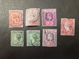 7 seltene St.Vincent  Briefmarken Jahrgang 1880