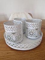 Kerzenständer-Set aus Weissmetall-Spitze