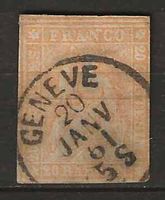 CH025g - Strubel 25g obl. Genève 20 Janv 1861