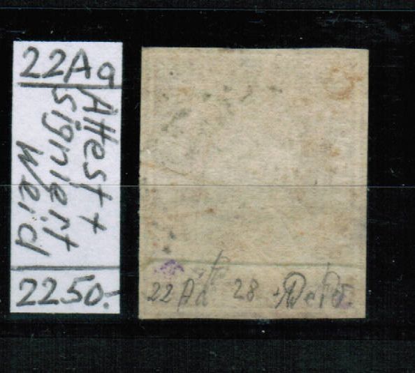 Alle Briefmarken: Strubel Nr.22Aa - Attest/signiert Weid – Gebraucht aus Bern von peri02 1