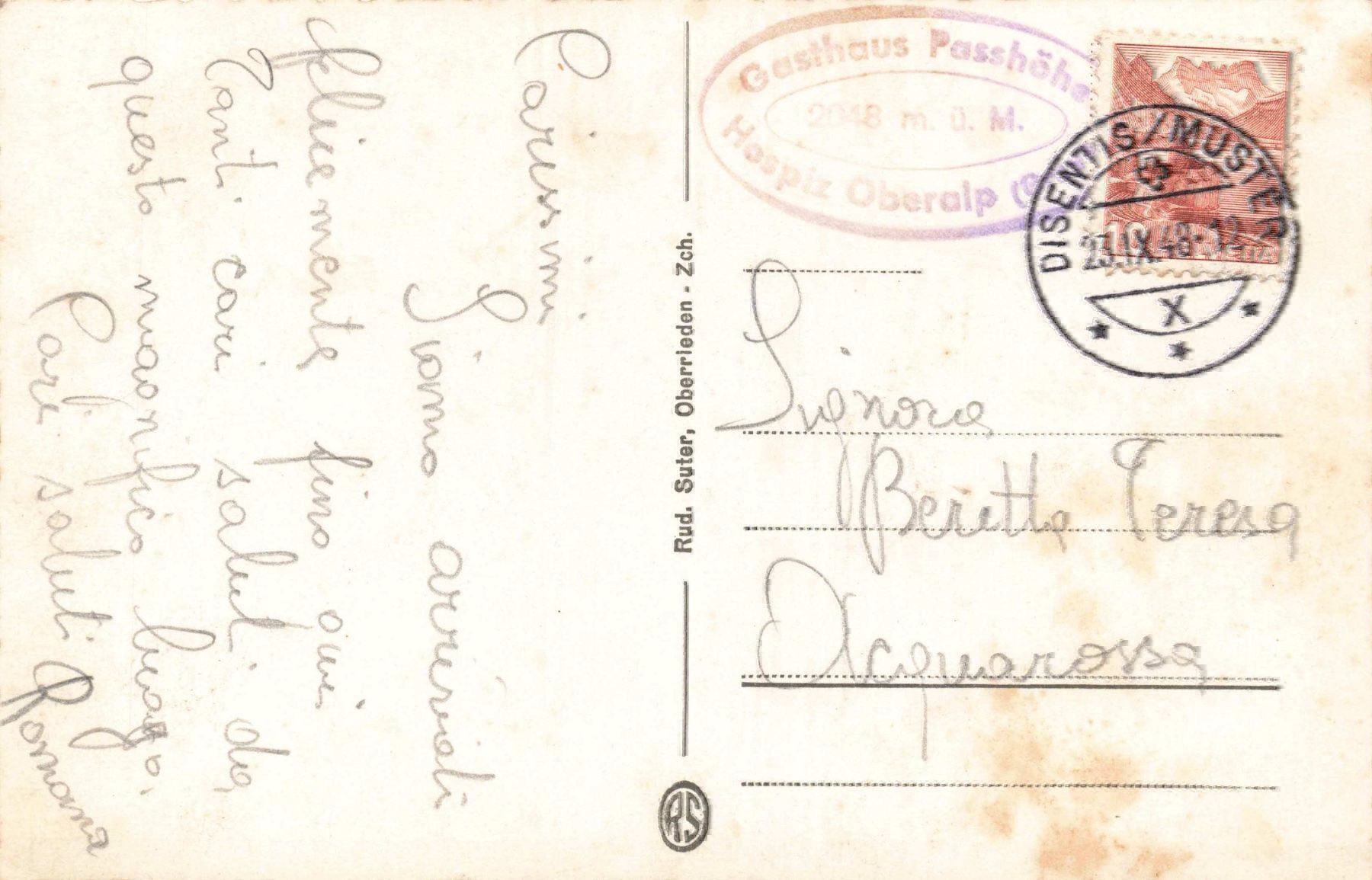 Cartoline postali: Oberalp – Usato da Biasca venduto da Blenio71 1