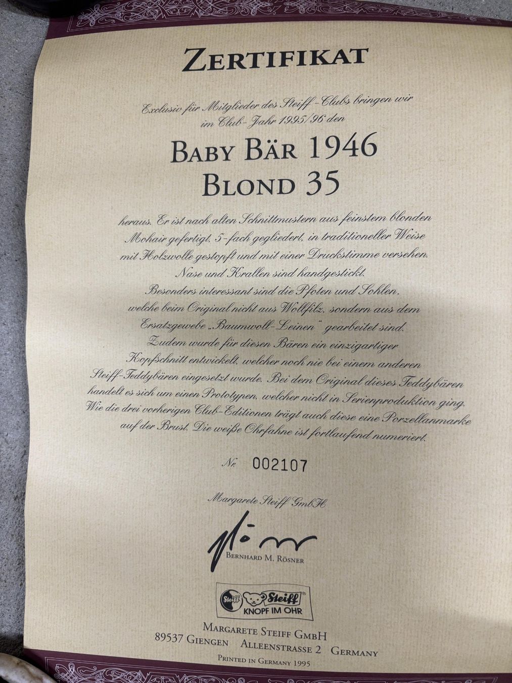 Steiff Bambole: STEIFF BABY BÄR 1946  BLOND 35 – Nuovo (secondo la descrizione) da Kernenried venduto da larisu 1