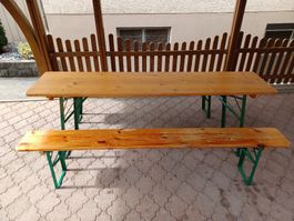 Festbankgarnitur Set Holz Metall gebraucht Tisch 60cm breite