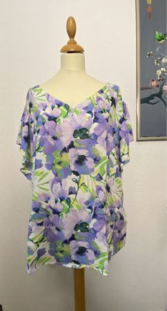 LAURA TORELLI PLUS Bluse - Shirt GR. 48/50 lila/grün Blumen